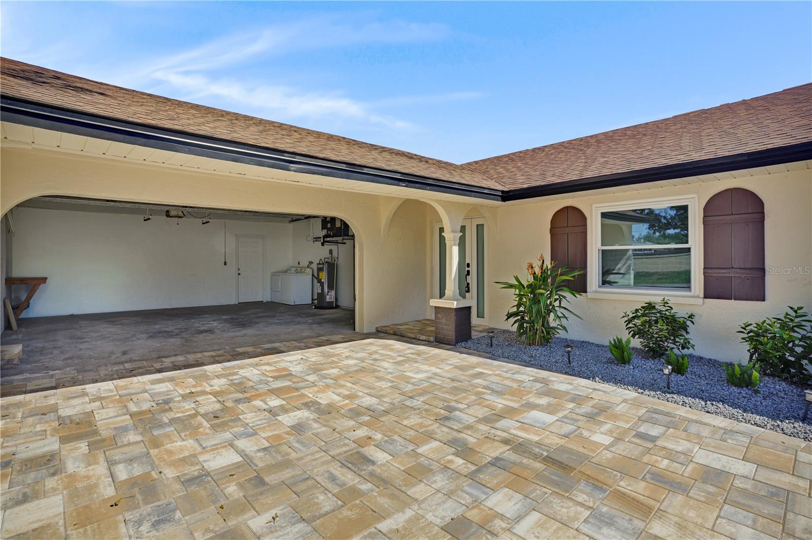 Paver Driveway and covered walk walk