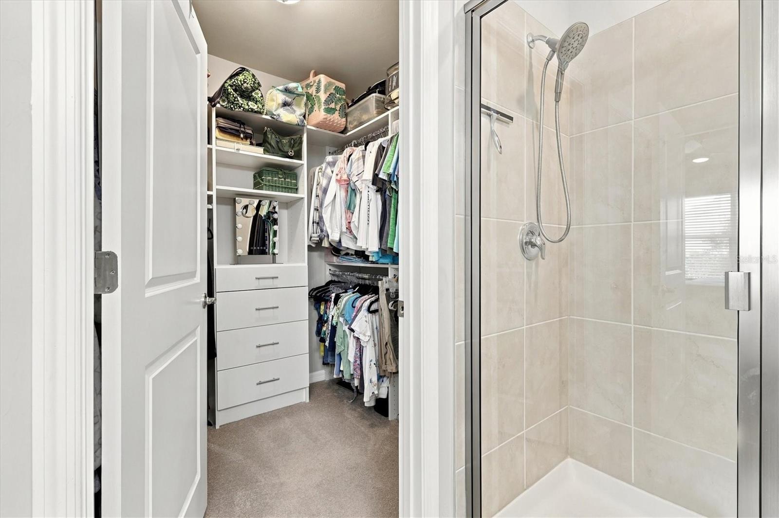 Primary Walk In Closet, Upgraded closet organizer