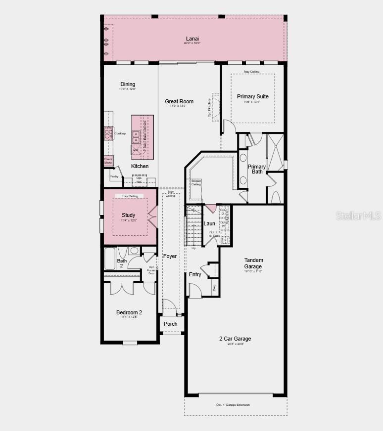 First Floor Plan - Additional Highlights Include: gourmet kitchen, tray ceiling package, wet bar in loft, shower in upstairs bathroom, open stair railing with metal spindles, and pool included