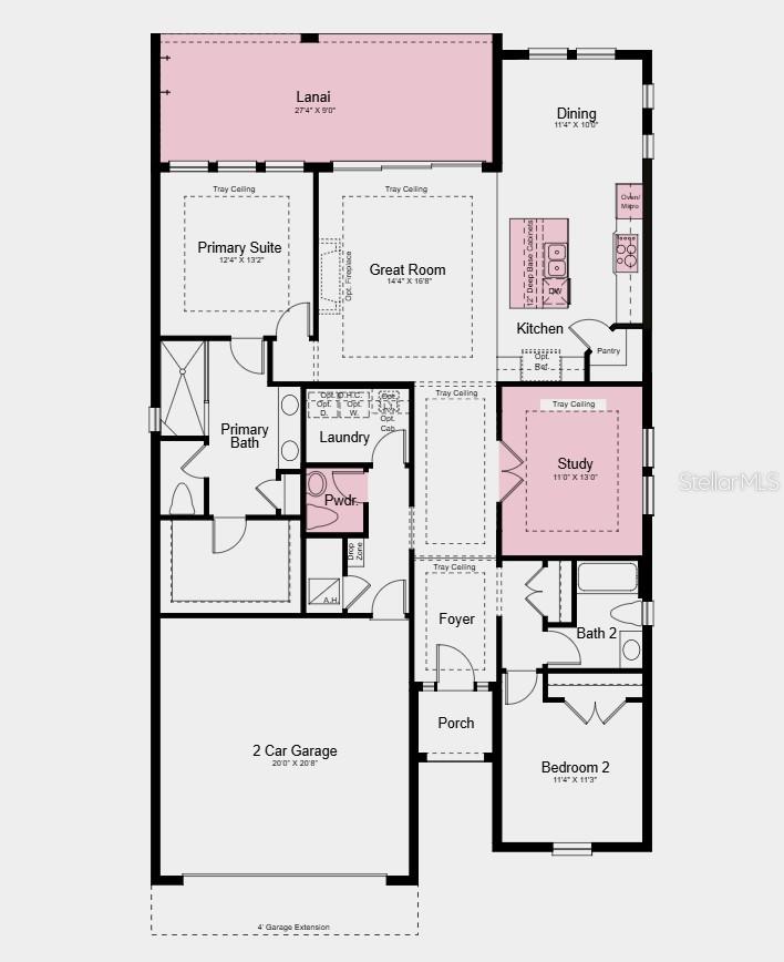 Floor Plan - Additional Highlights Include: Gourmet kitchen, pendant light package at kitchen, 10' ceilings, tray ceiling package, 8' interior doors, outdoor kitchen rough-in, whole house impact windows, and personalized pool