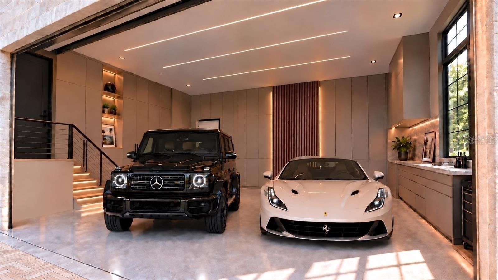 Two 2-car garages, with a total of 4 garage