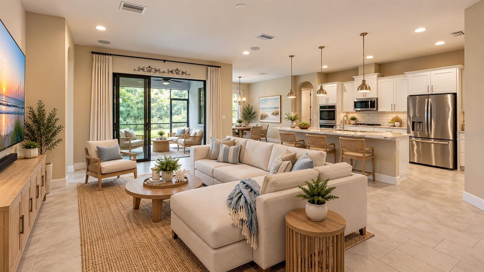 Virtually staged family room