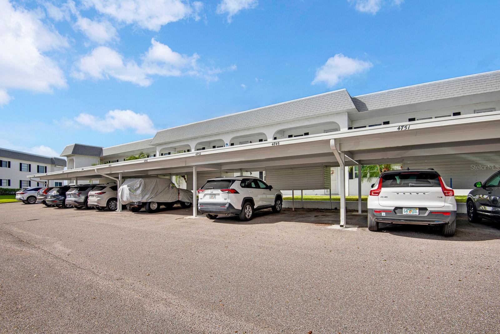 Covered parking outside of your condo