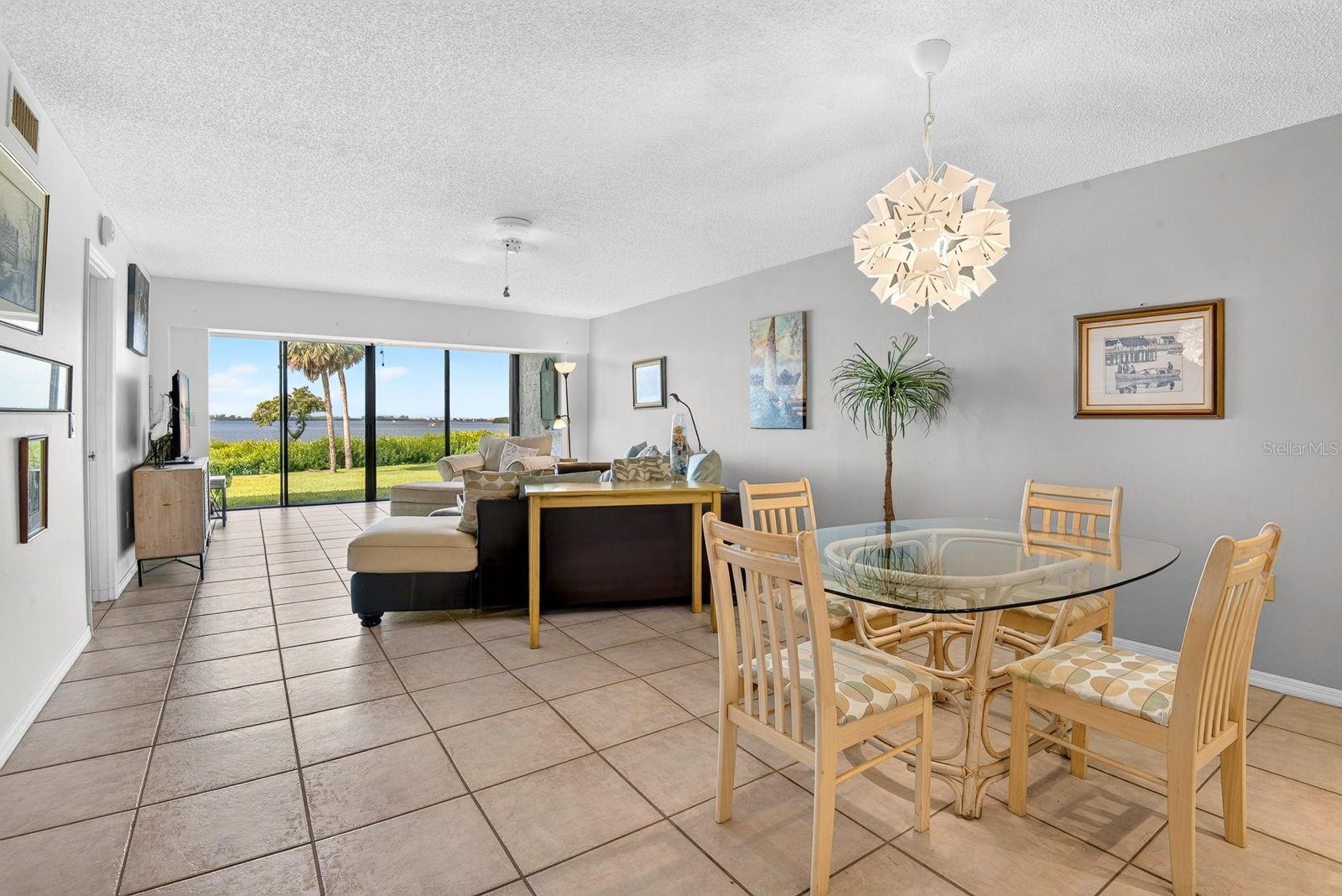 Facing into dining and living area from inside