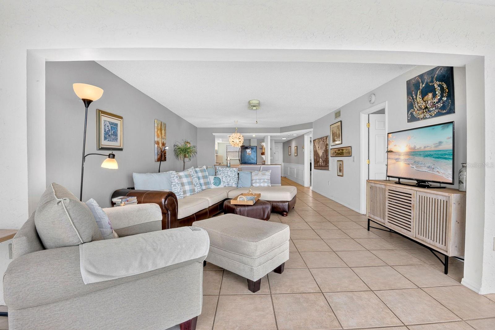 Facing into living area from back of home by the bay