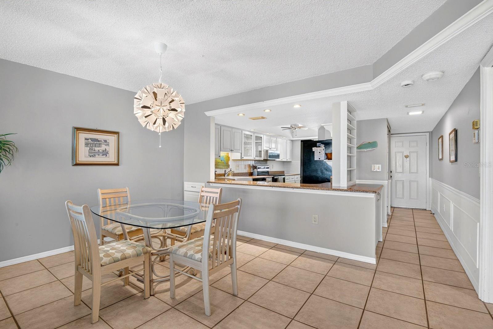 Facing into dining area from living area