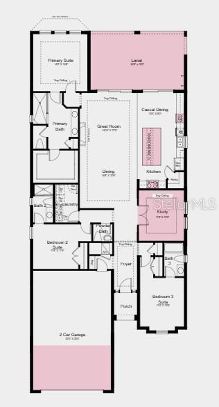 Floor Plan ~ Additional Highlights Include: 80 AMP pool/spa prewire, 10-foot garage extension, pre-plumb for water softener, and waterfall edge counter on kitchen island