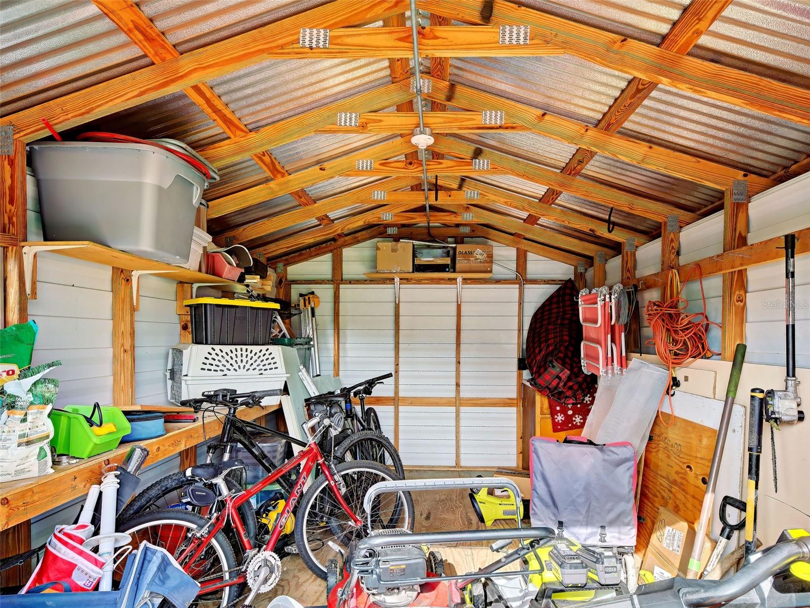 Interior of shed