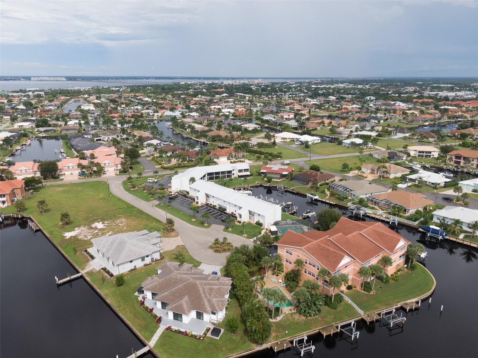 Arial View  Charlotte Harbor in the Distance and Sunseeker Resort