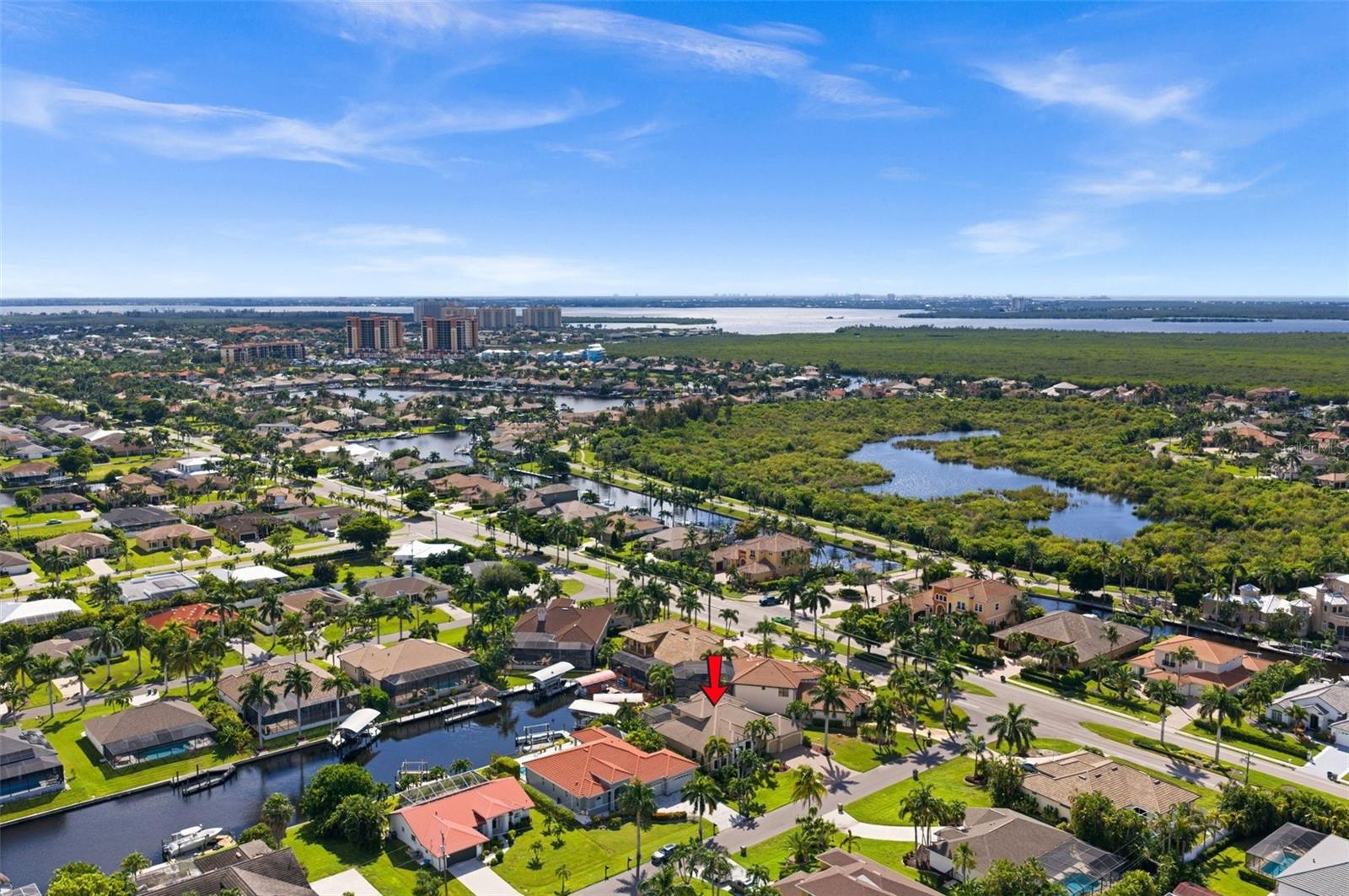 Aerial view of the surrounding area