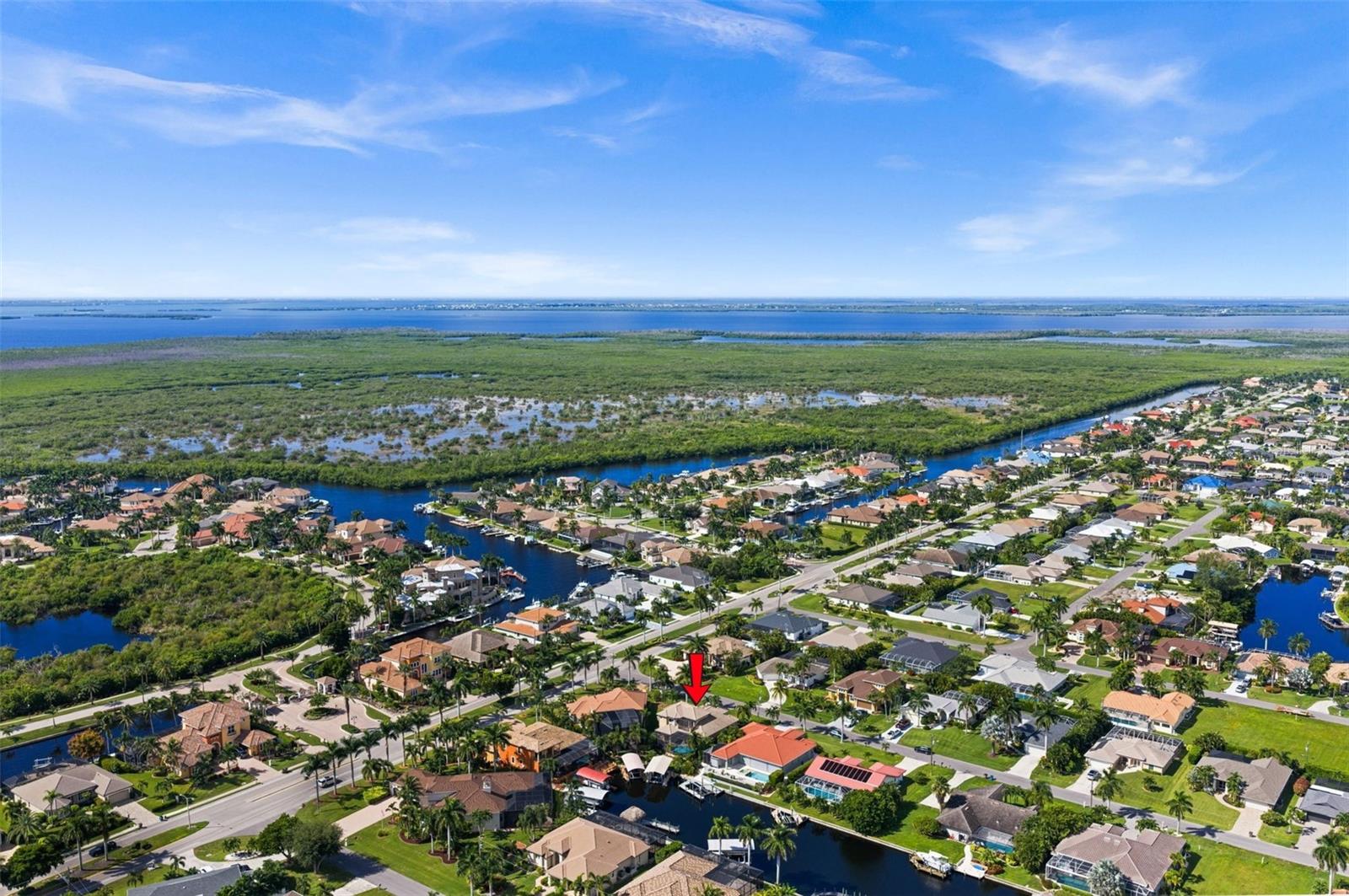 A view of the house with the aquatic preserve in the background