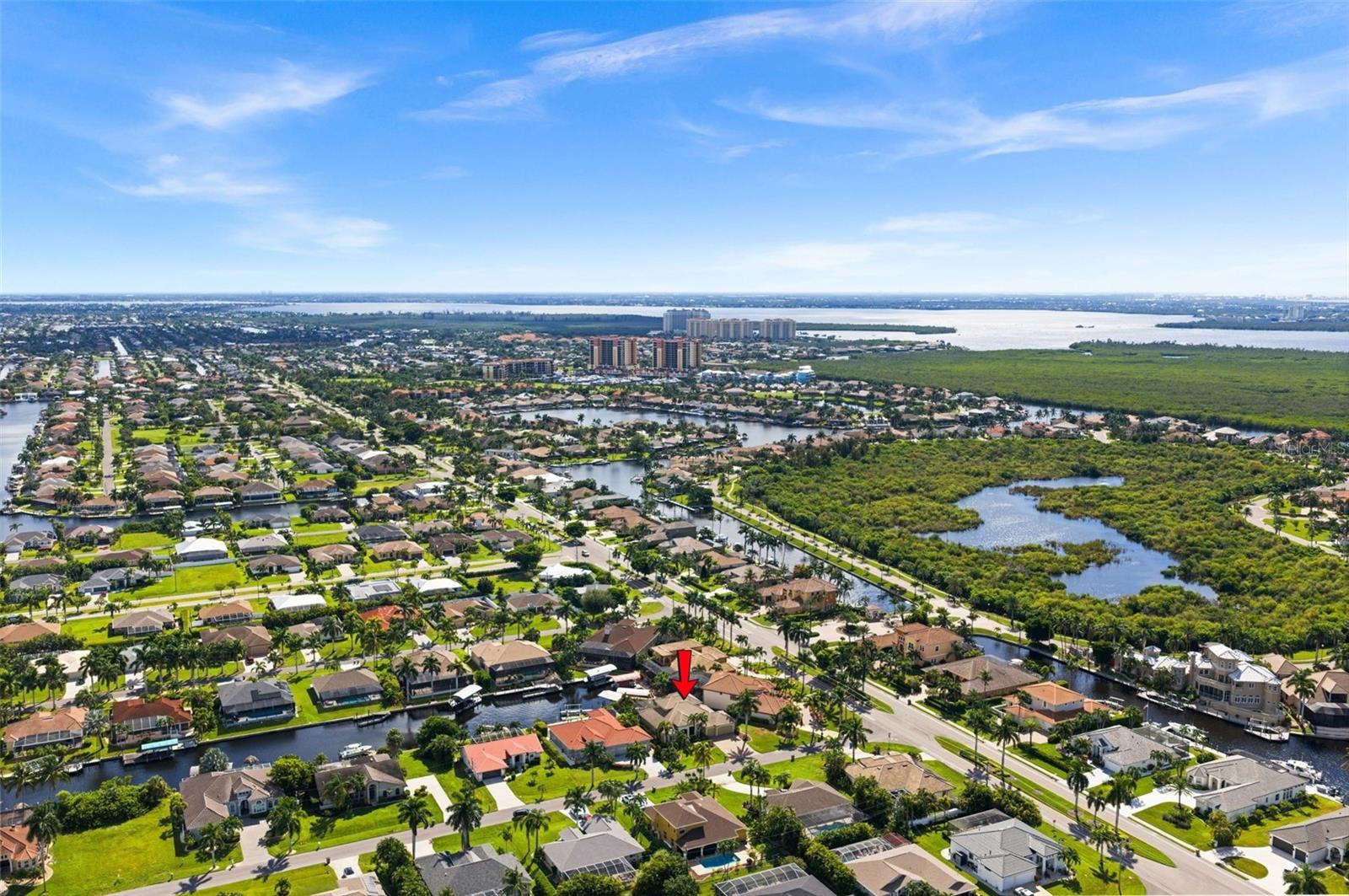 Aerial view with the Caloosahatchee River in the background