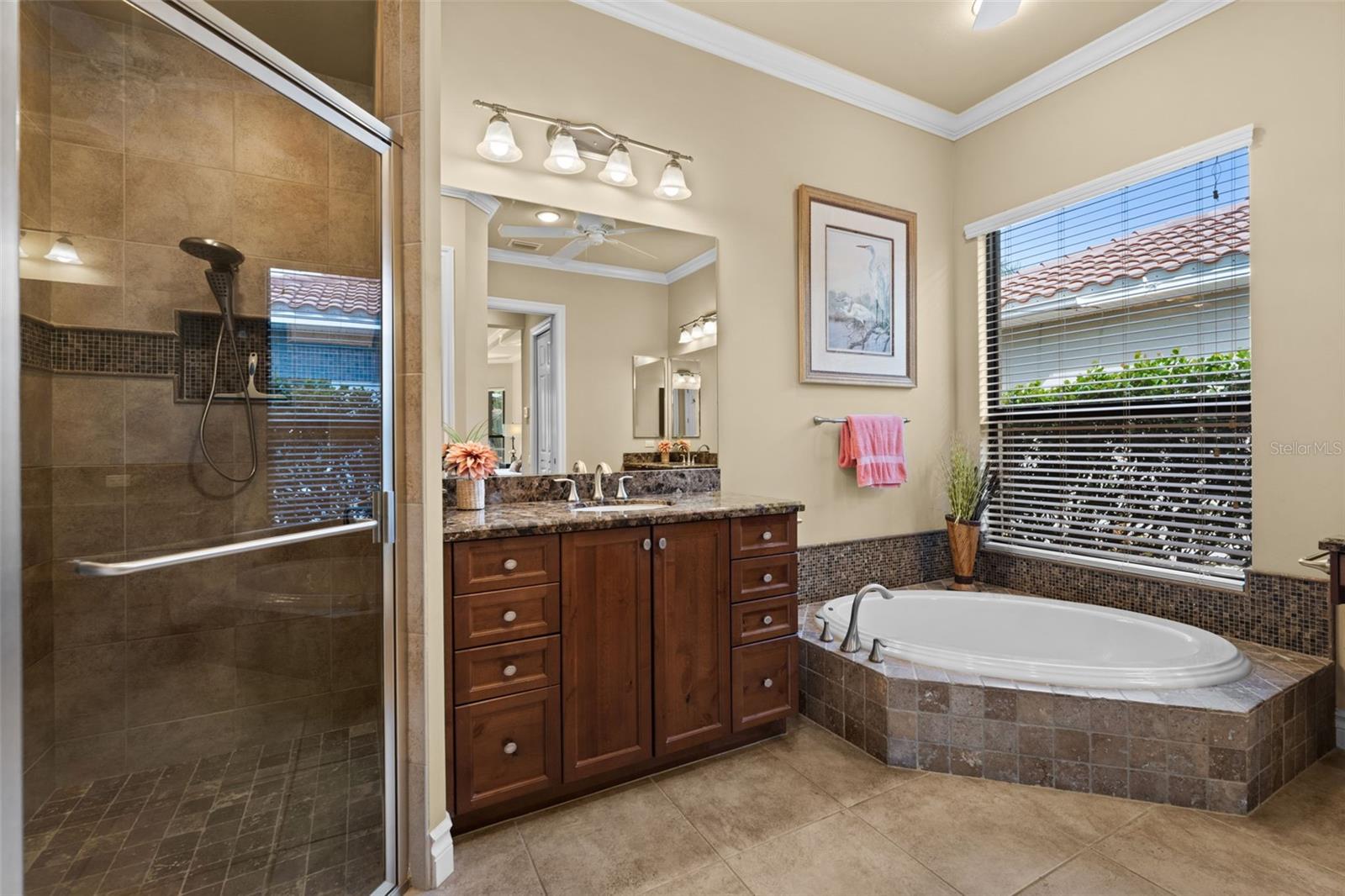Primary bath with separate shower and garden tub