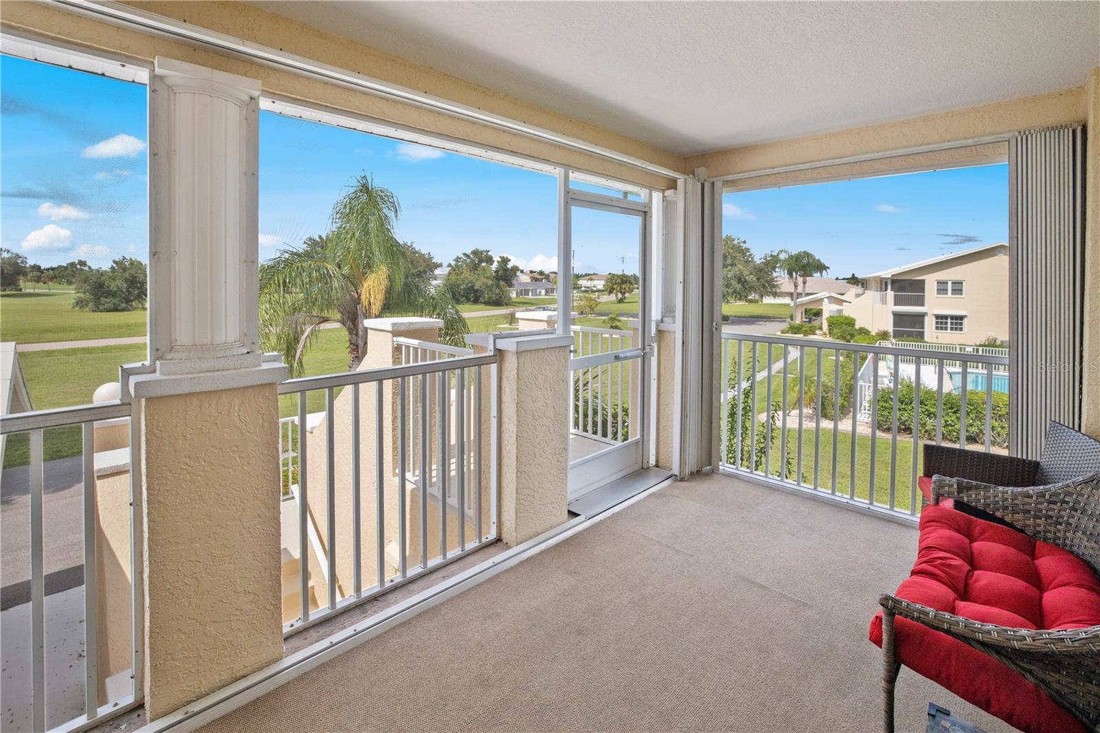 Large, 15ft Screened Front Entry with Accordian Shutters