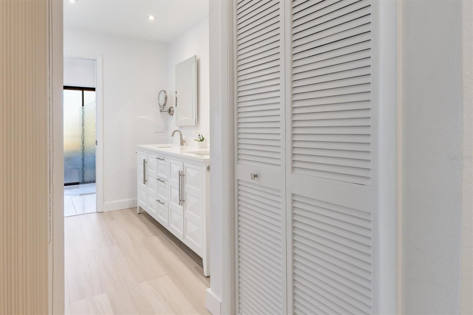 Linen closet and primary bath