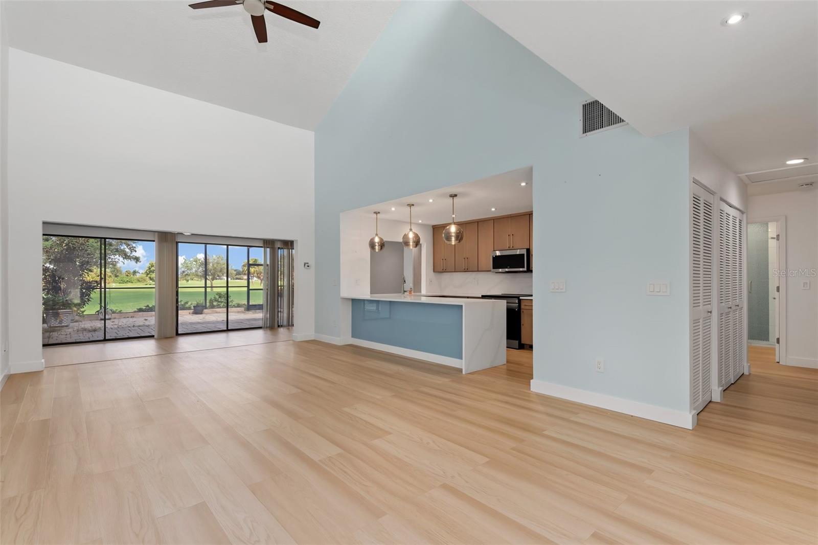 As you enter, Great room with view of golf course