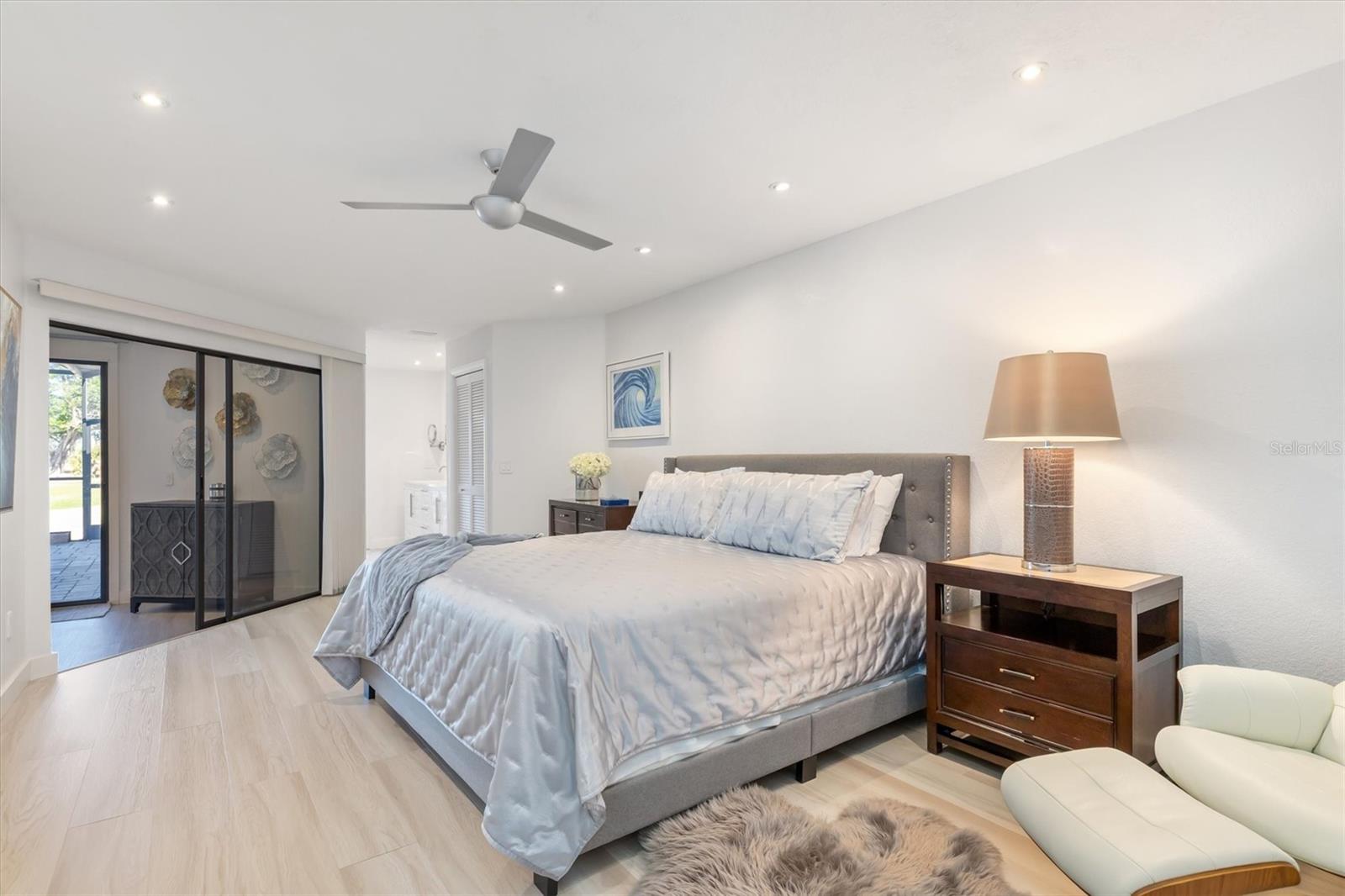 Spacious bedroom with ensuite bath at end