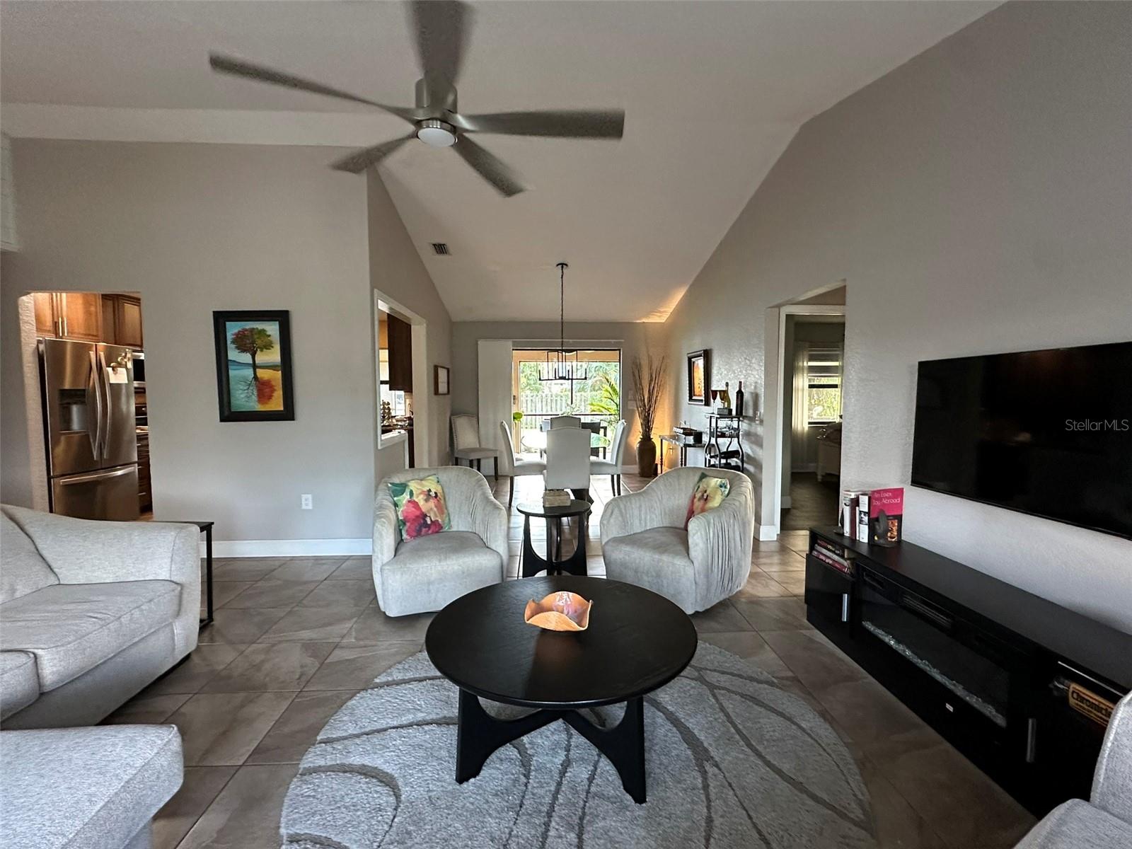 Living room into dining room