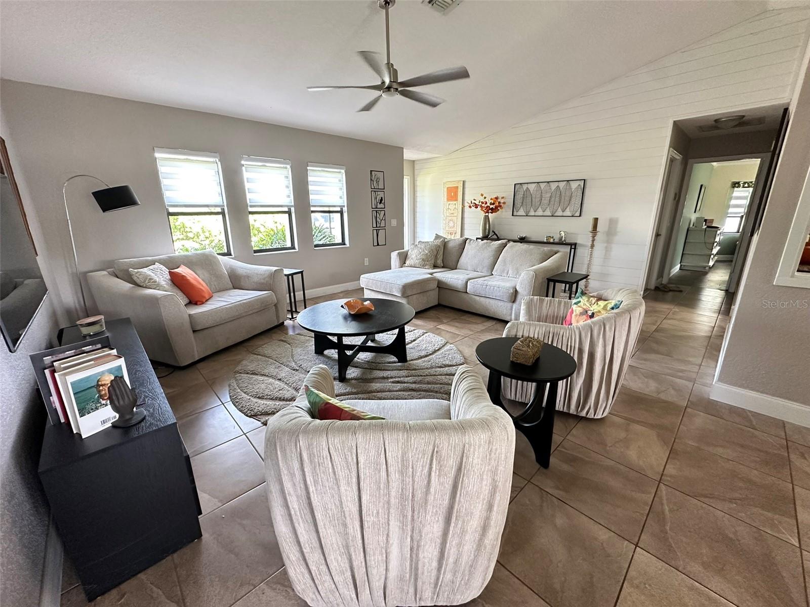 Living room with Zebra Blinds