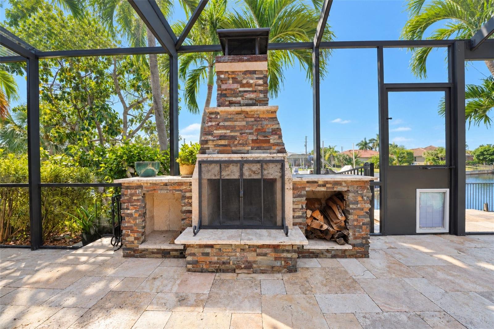 Wood burning fireplace