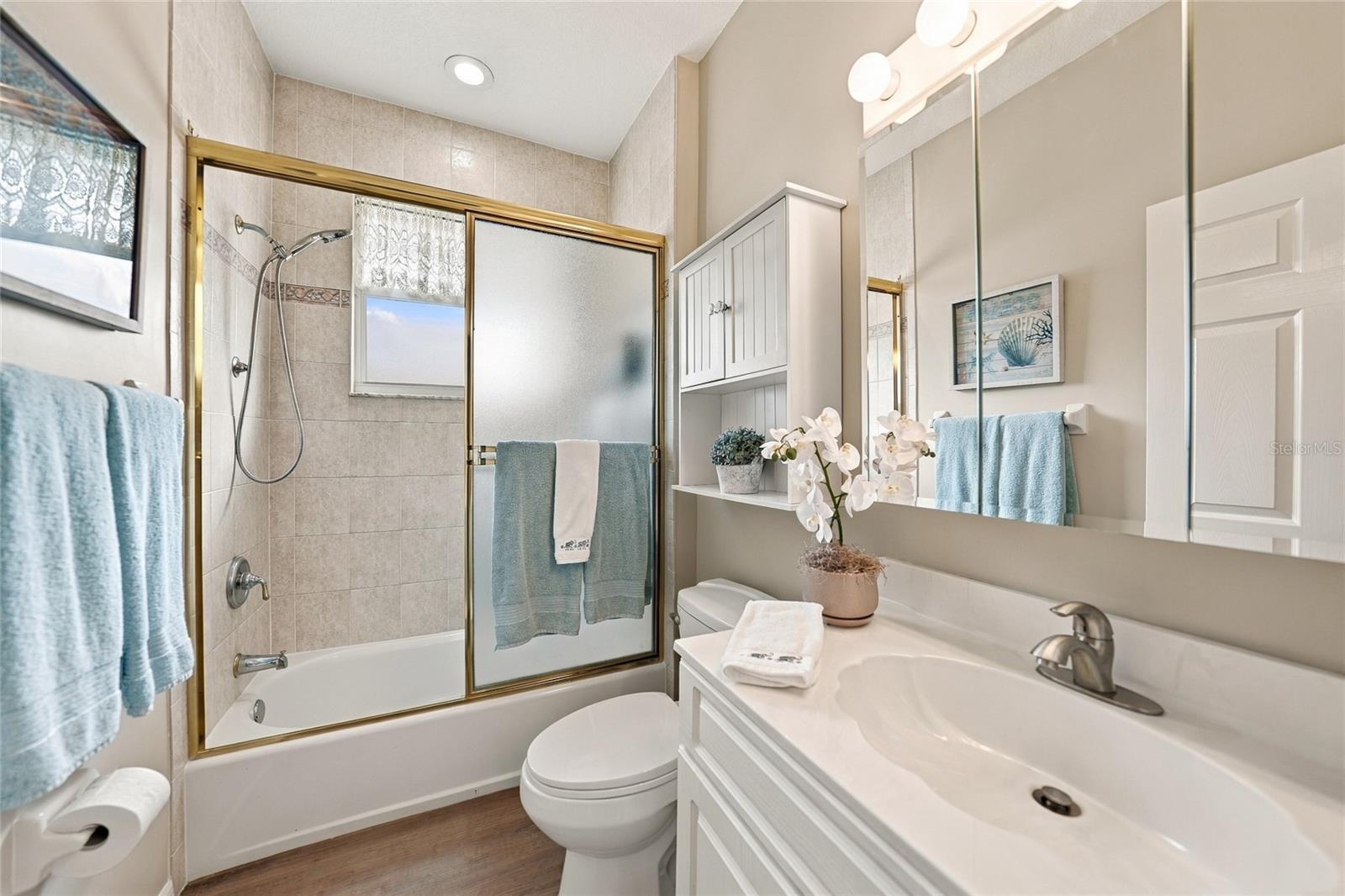 Bath with NEW flooring, Tub/Shower Combo