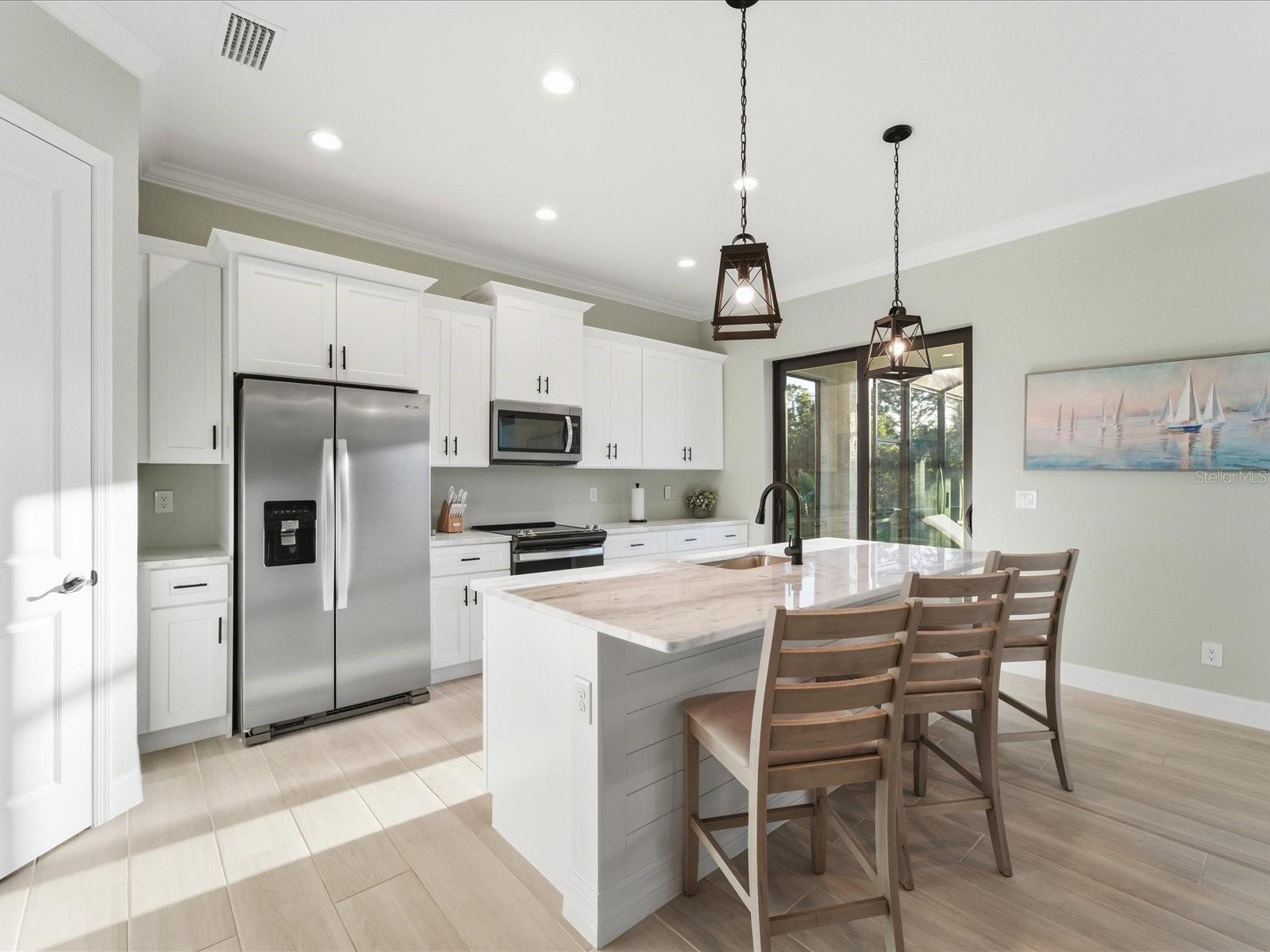 Kitchen has a walk-in pantry