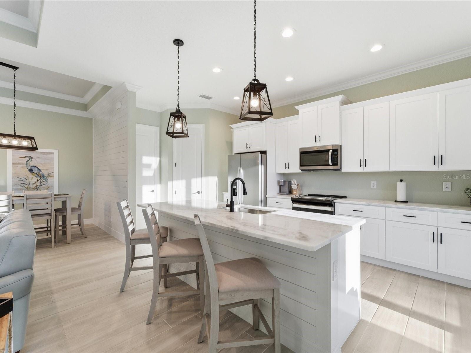Kitchen with solid wood soft-close cabinetry and high end Granite
