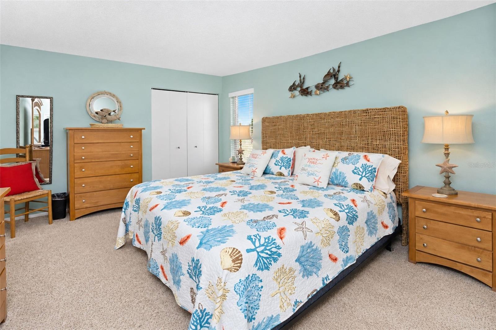 The primary bedroom has has 2 wall closets.