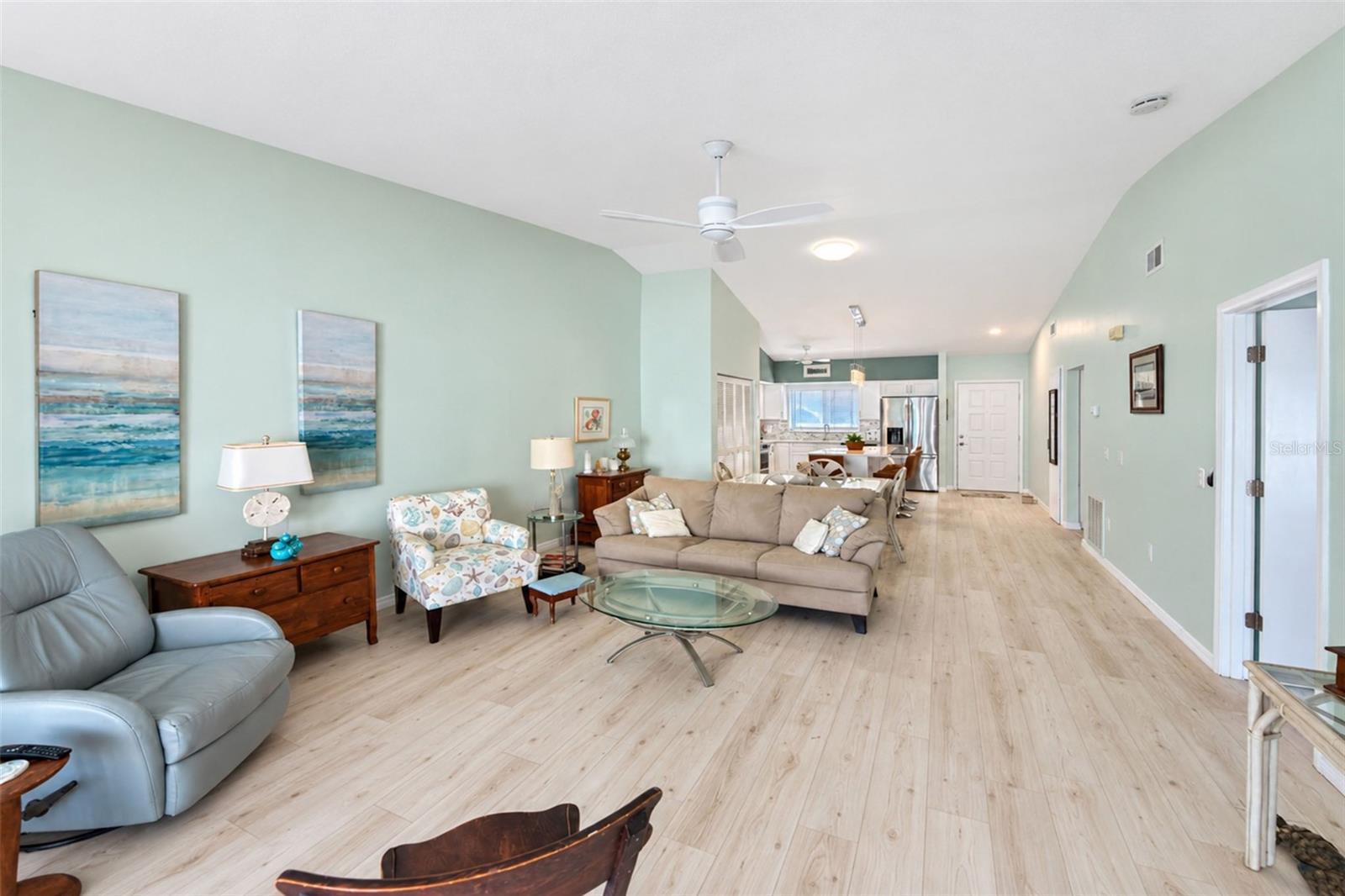 The cathedral ceiling creates a spacious feeling & the tubular skylight provides additional natural light! The cathedral ceiling creates a spacious feeling & the tubular skylight provides additional natural light!