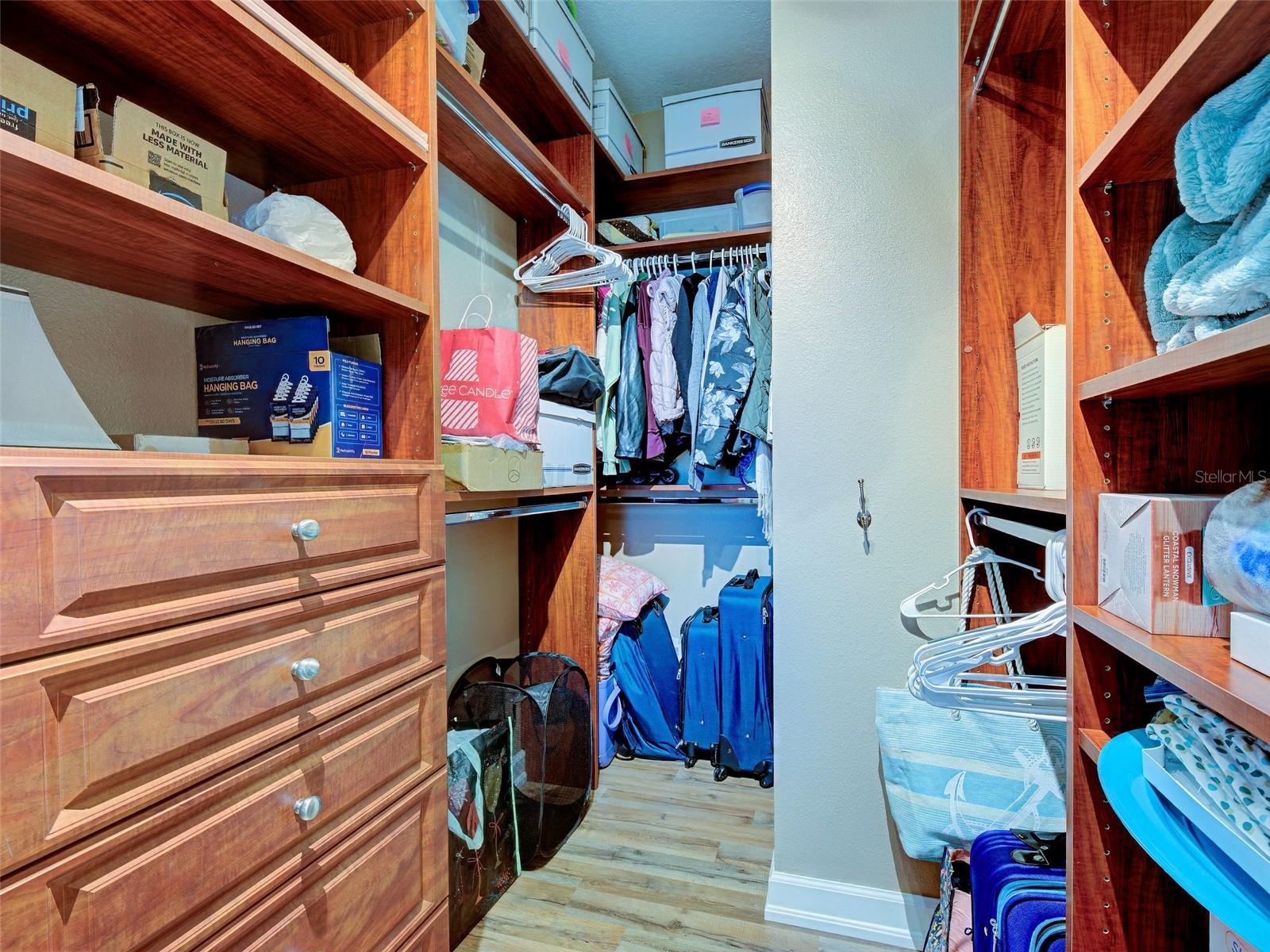 What a roomy closet for a second bedroom with designer built-ins!