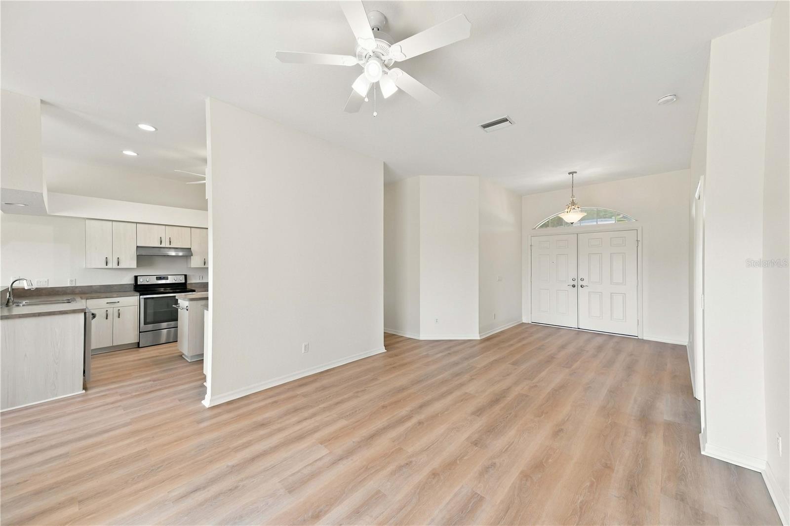 Living area open to the kitchen