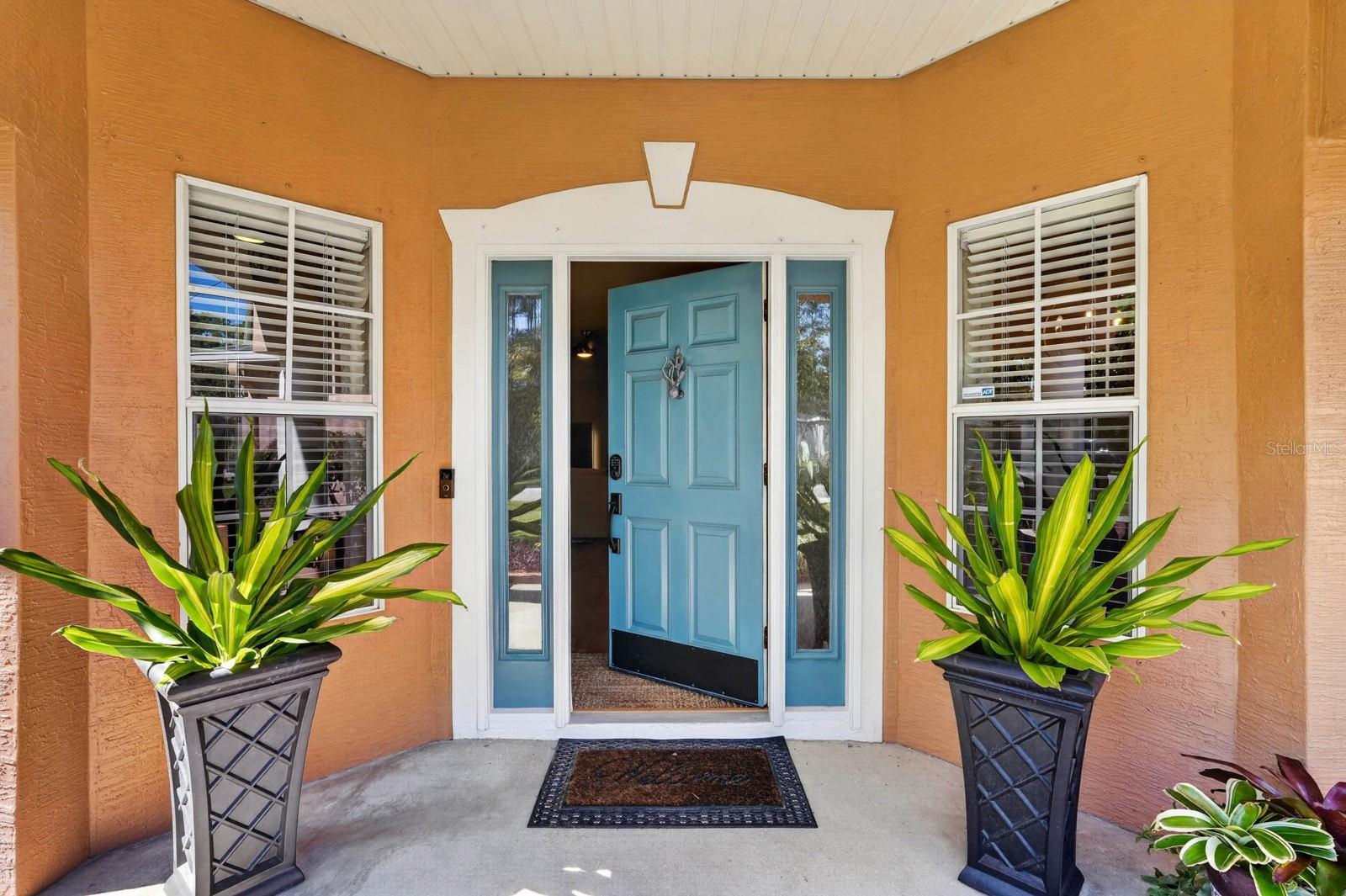 Welcoming covered front patio