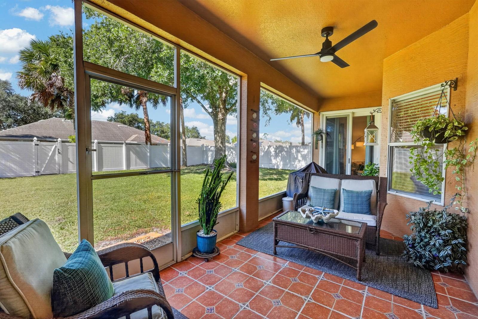 Fully vinyl fenced back yard
