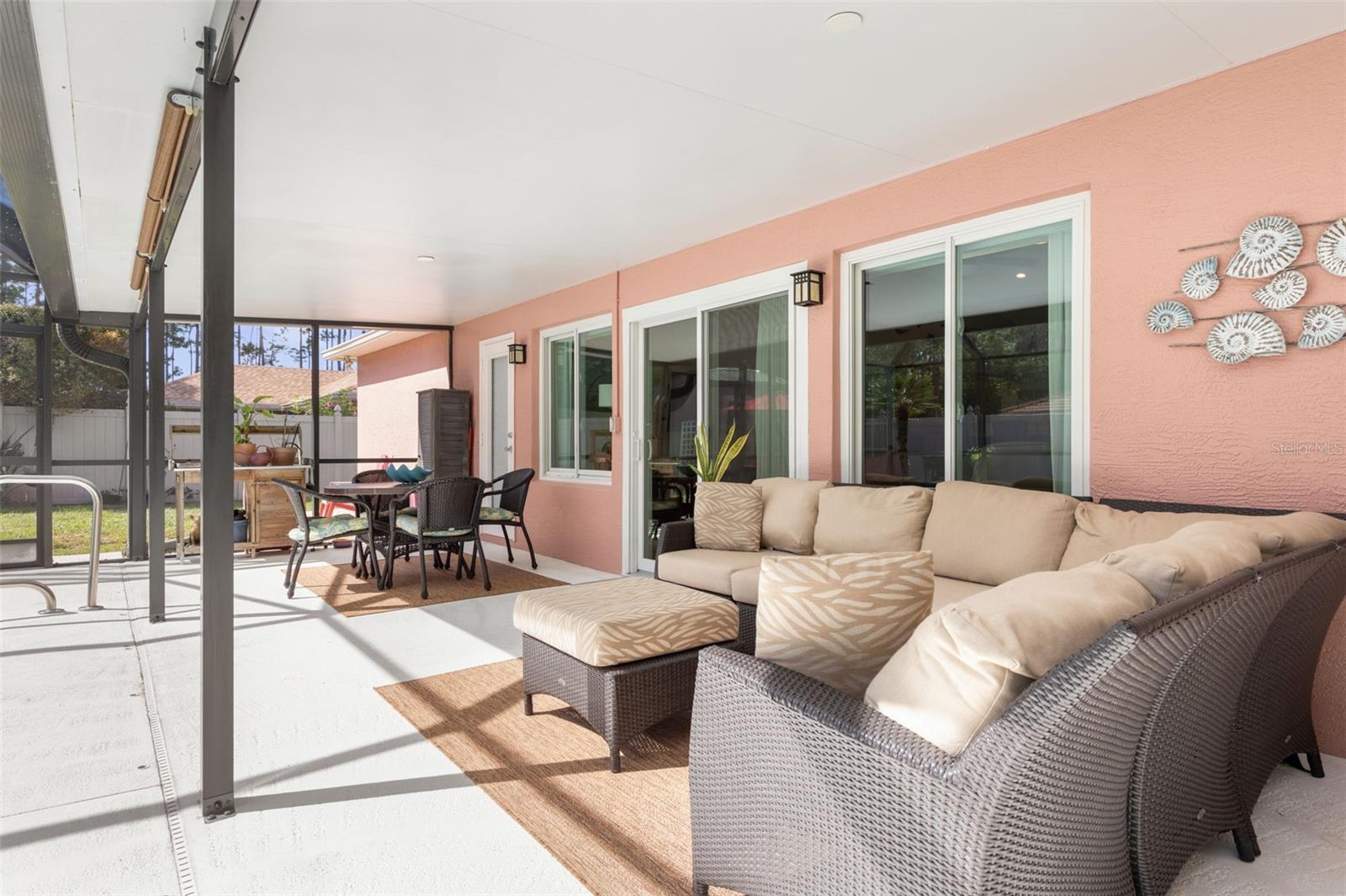 Rain or shine, the fun doesn't have to stop! This generously sized covered lanai offers a sheltered place to enjoy the outdoors, with plenty of possibilities for creating your own favorite poolside hangout.