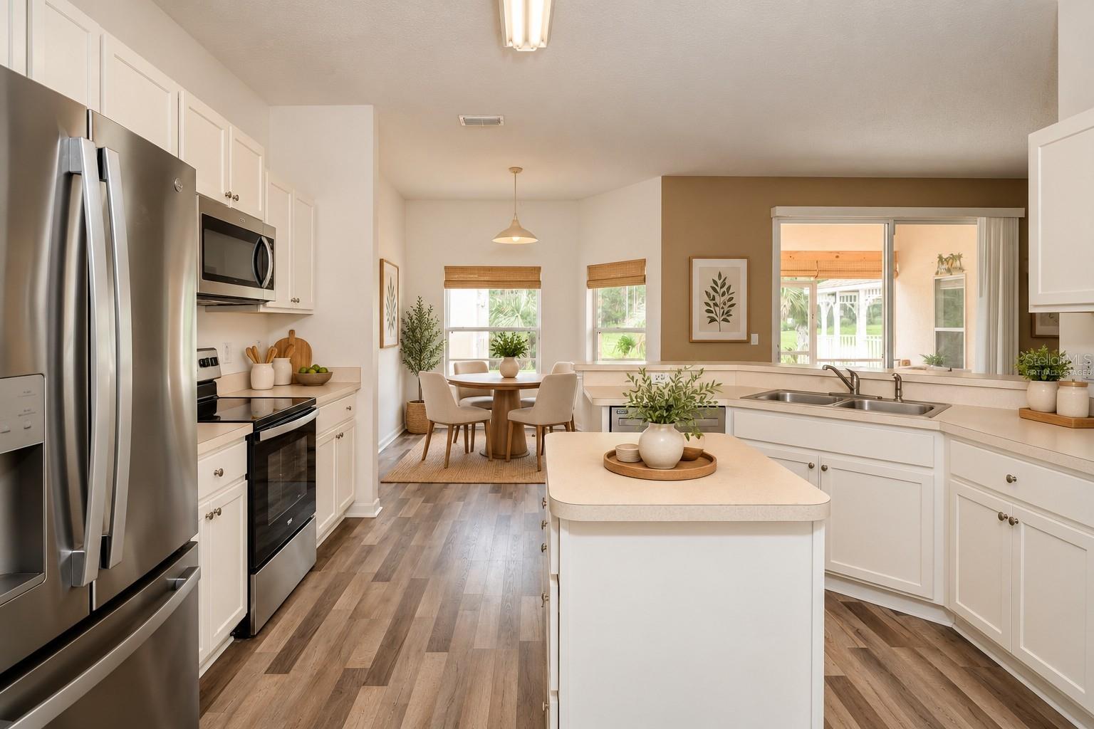 Virtually Staged Kitchen overlooking Breakfast Nook