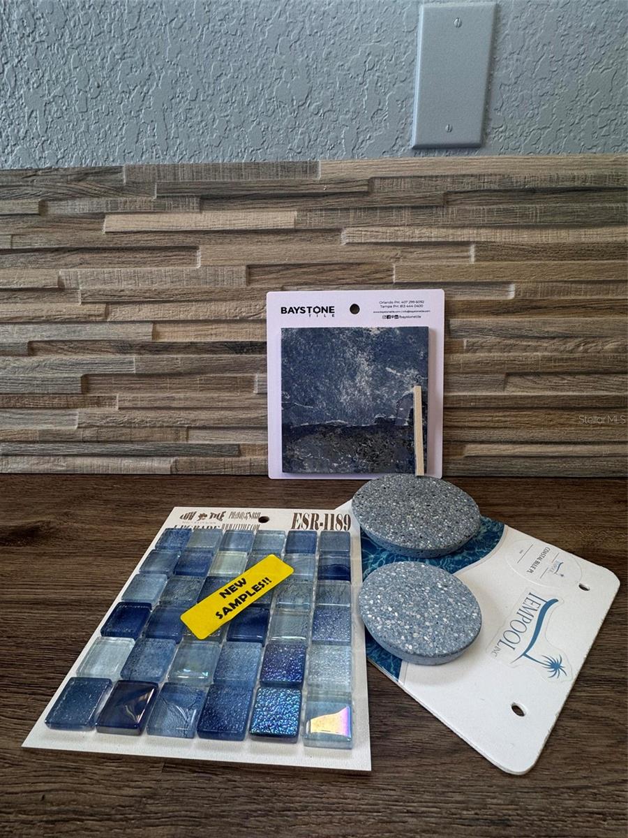 Pool tile selections and waterfall accents