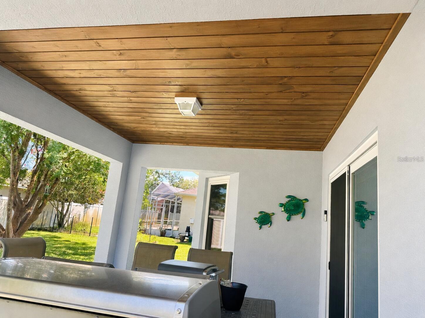 custom cedar ceiling back patio