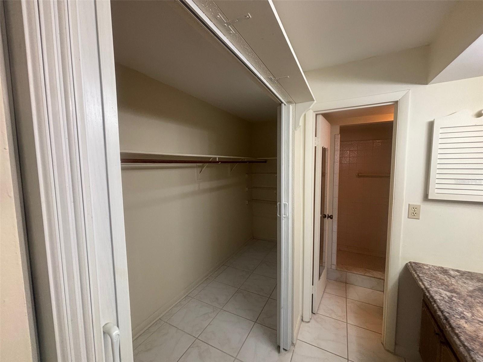 Oversized walk in closet in the primary bathroom