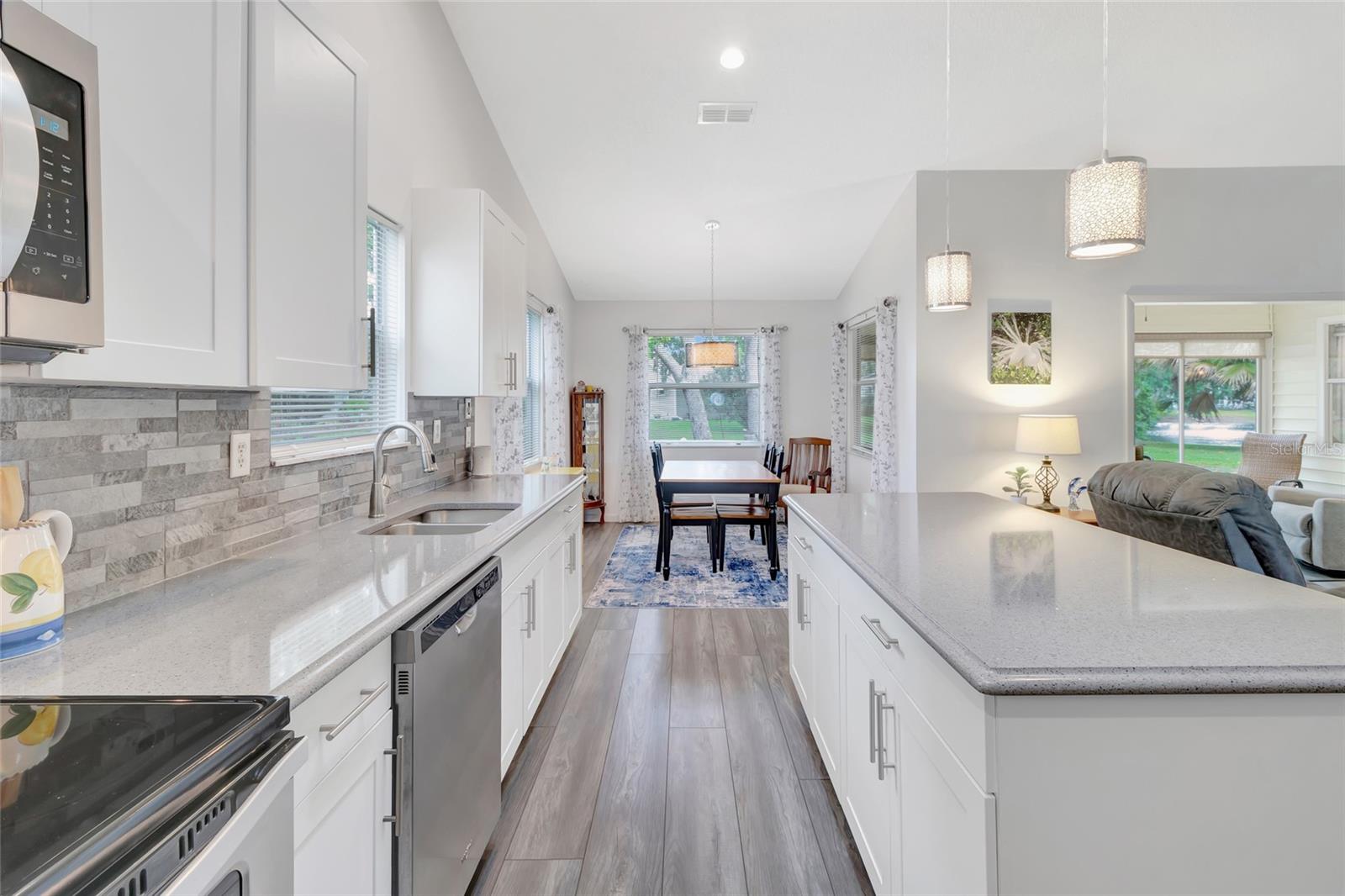Durable wood cabinets in the kitchen.
