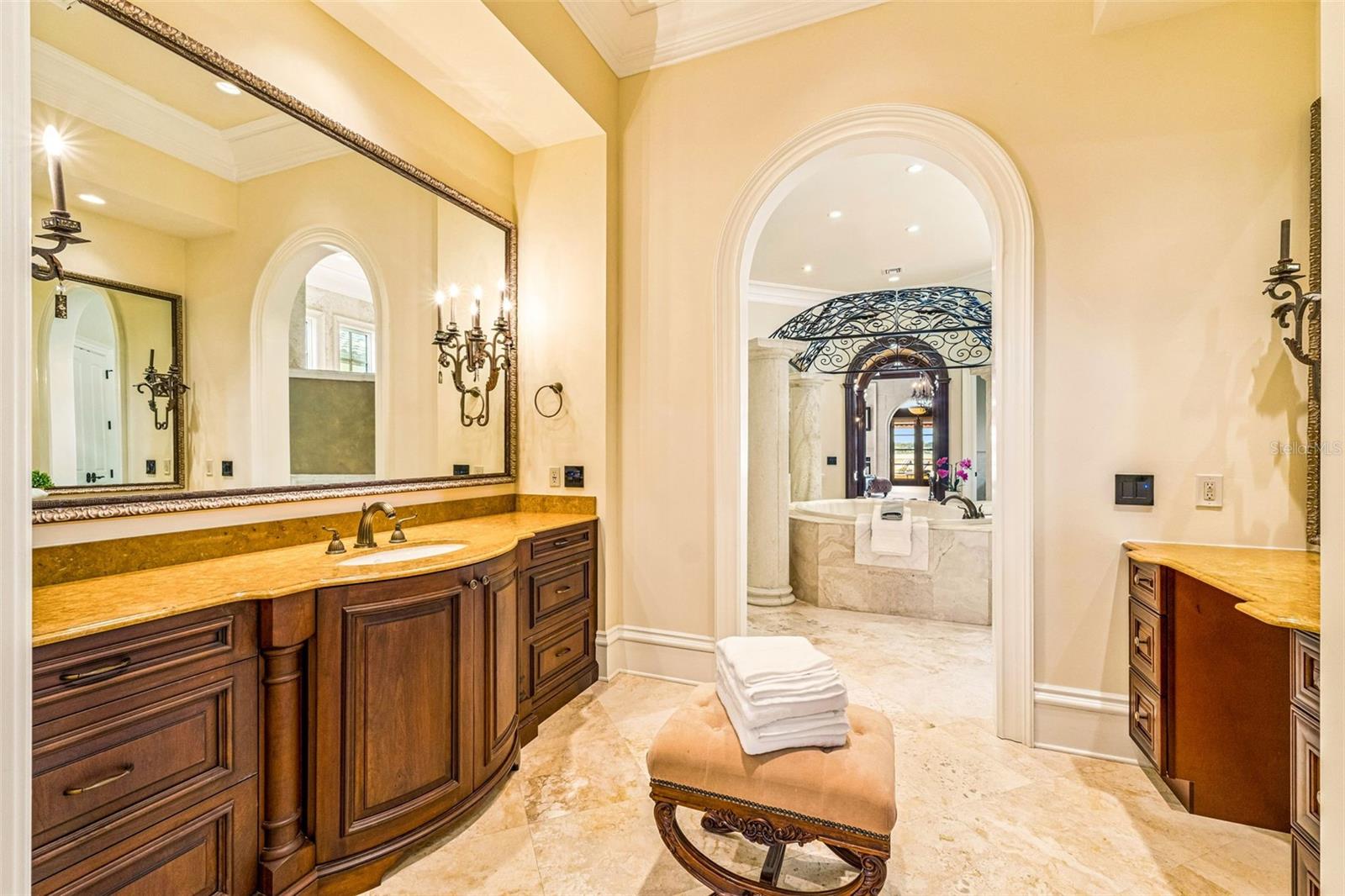Primary Suite Bathroom with Separate Dual Sink Areas