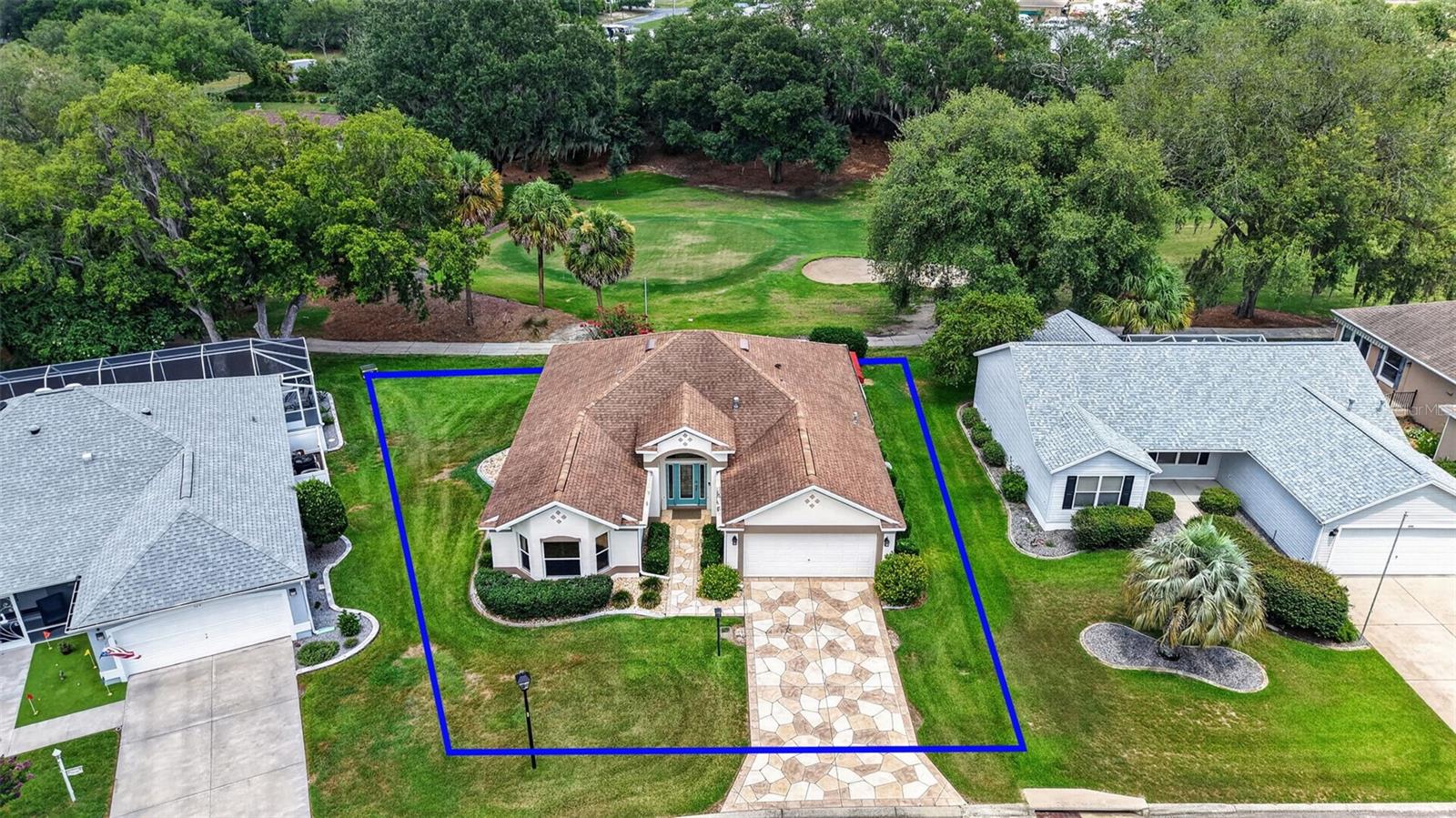 Aerial Front Elevation with Property Lines and Golf Front Views! Aerial Front Elevation with Property Lines and Golf Front Views!