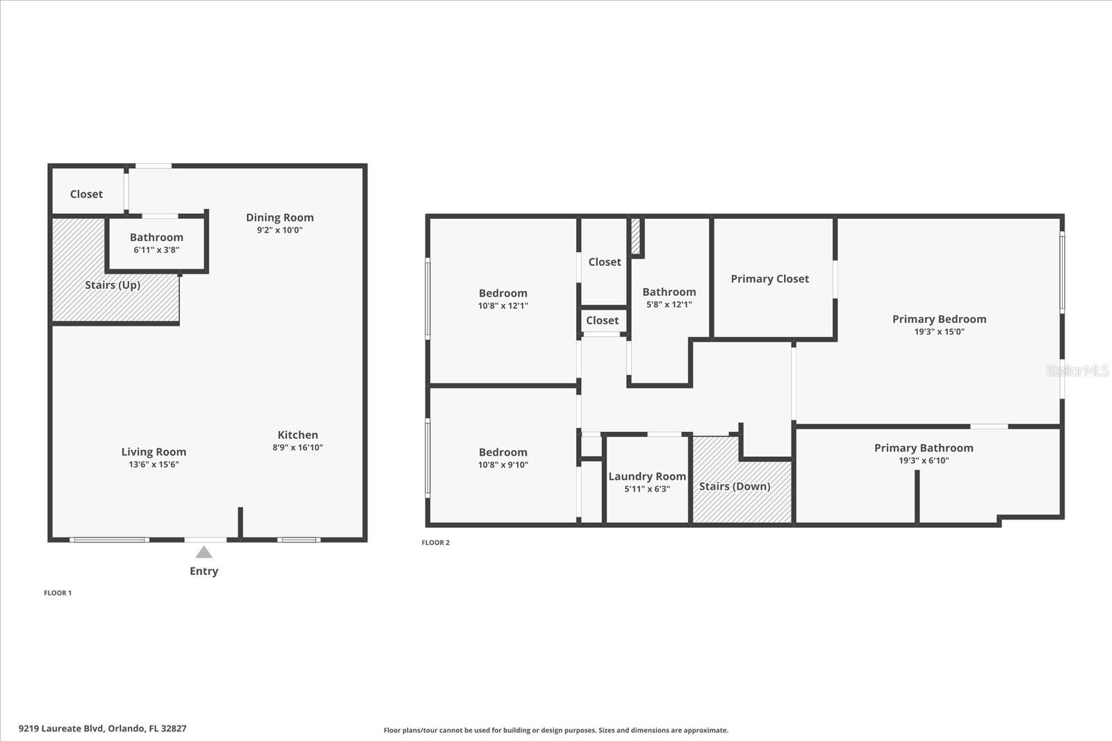 Combined floor plan showcasing the thoughtful layout of this 3-bedroom, 2.5-bath Laureate Park townhome, including the primary suite, two additional bedrooms, loft workstation.