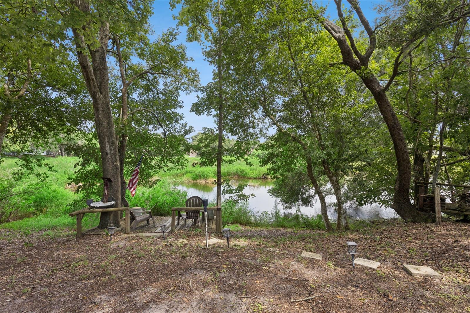 Backyard, Fishing dock, Pond