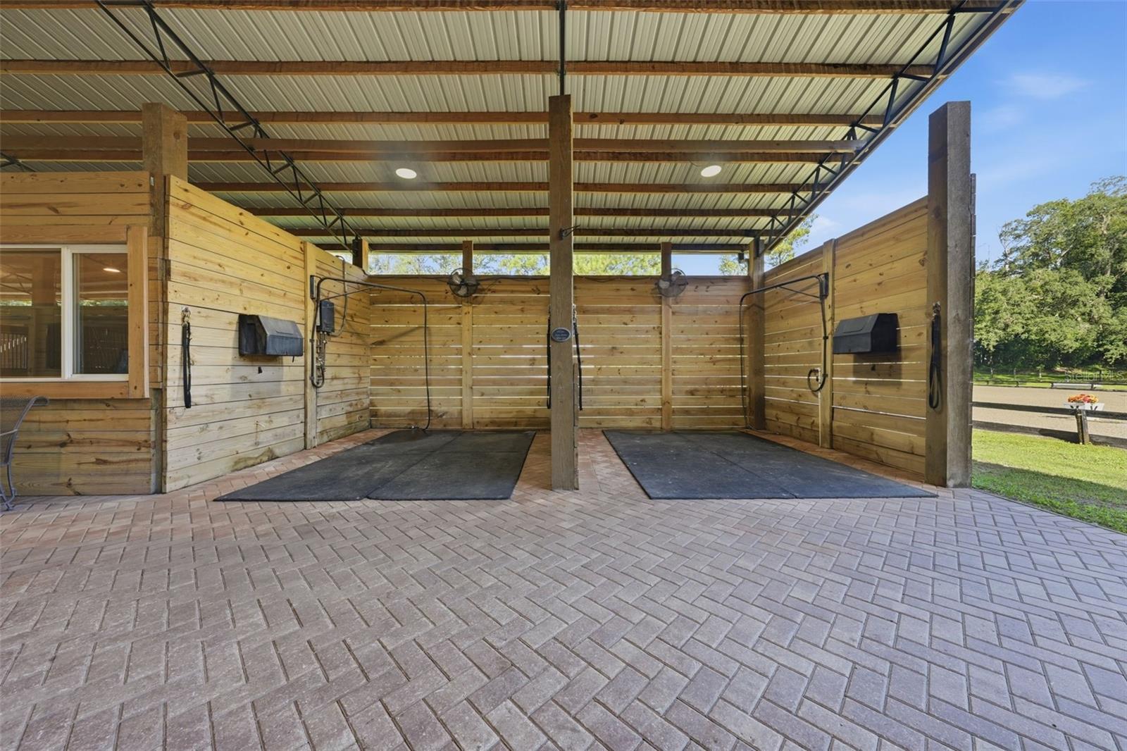 wash racks inside barn