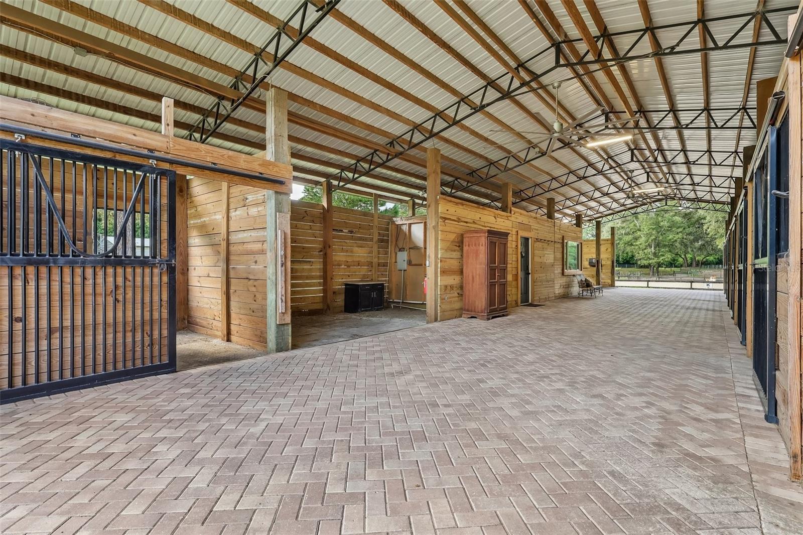 Inside barn