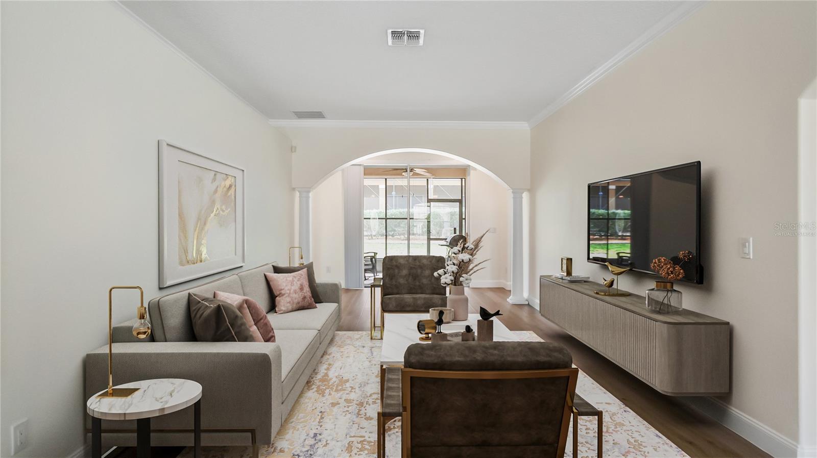 Formal living room virtually staged version 1