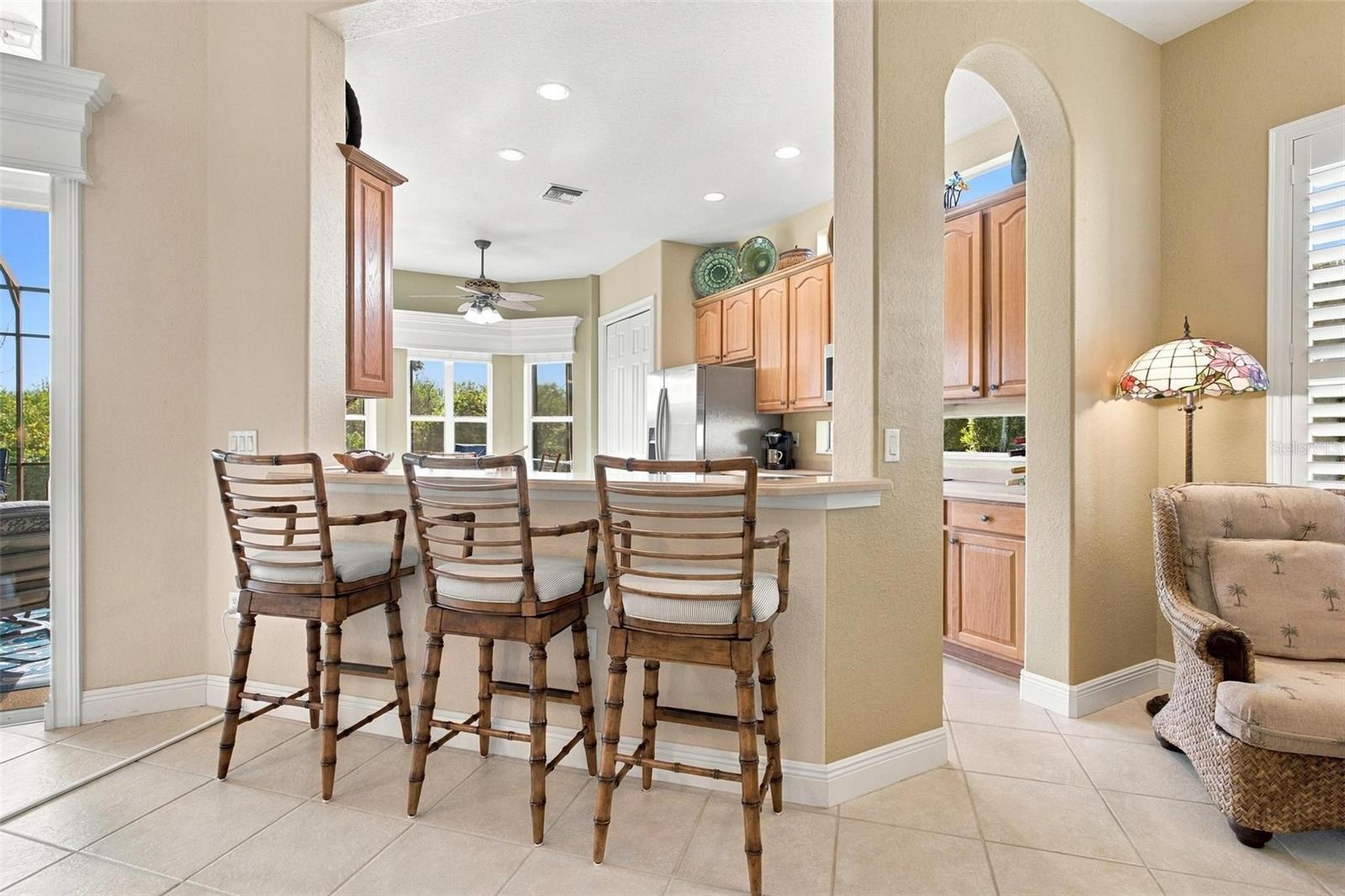 Snack bar area with lots of natural light.