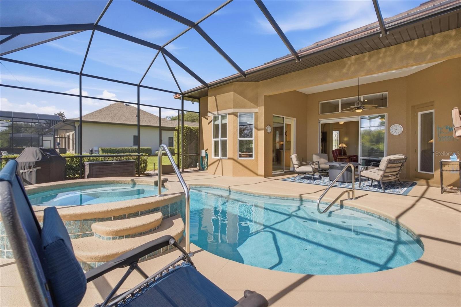 Beautiful heated pool and spa, with multiple places to relax.