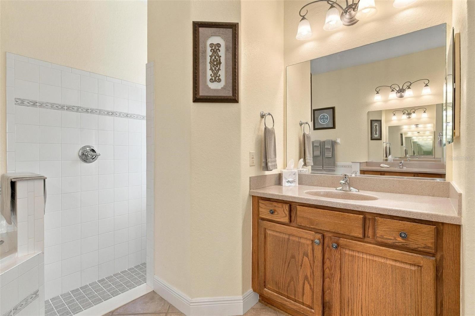 Also features a shell-style walk in shower!