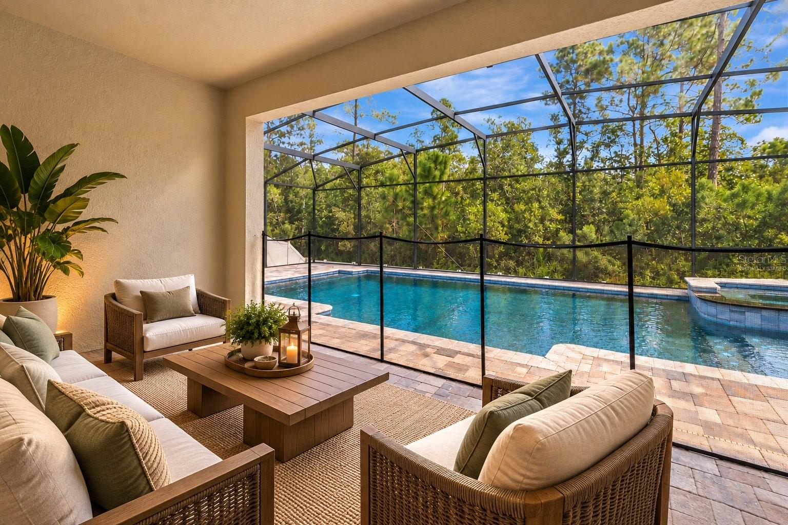Virtually Staged Pool Area